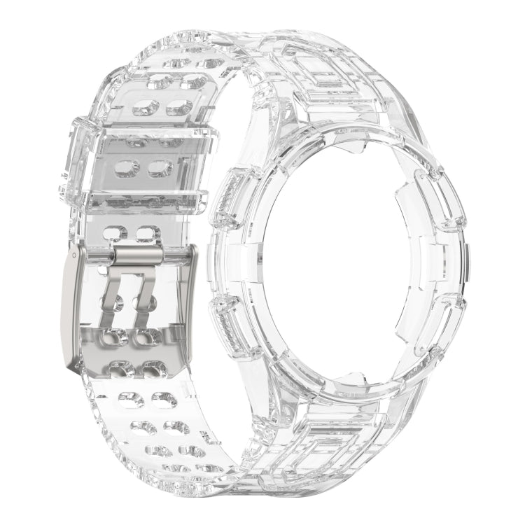 For Samsung Galaxy Watch4 44mm Armor Integrated TPU Double-Pin Buckle Smart Watch Band(Transparent White) - Watch Bands by buy2fix | Online Shopping UK | buy2fix