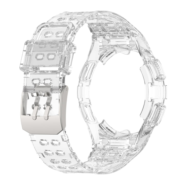 For Samsung Galaxy Watch4 Classic 46mm Armor Integrated TPU Double-Pin Buckle Smart Watch Band(Transparent White) - Watch Bands by buy2fix | Online Shopping UK | buy2fix
