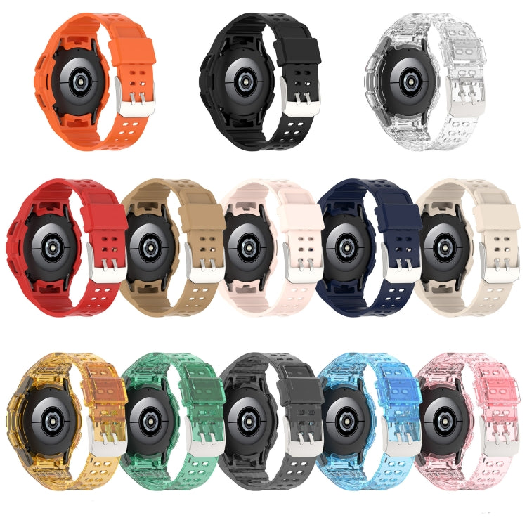 For Samsung Galaxy Watch4 Classic 46mm Armor Integrated TPU Double-Pin Buckle Smart Watch Band(Transparent White) - Watch Bands by buy2fix | Online Shopping UK | buy2fix