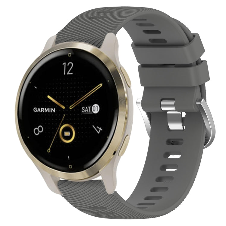 For Garmin Venu 2S 18mm Solid Color Silicone Watch Band(Dark Grey) - Watch Bands by buy2fix | Online Shopping UK | buy2fix
