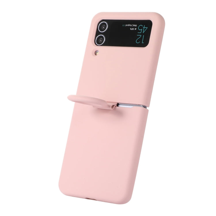 For Samsung Galaxy Flip 3 Silicone Integrated Ring Buckle Phone Case(Pink) - Galaxy Phone Cases by buy2fix | Online Shopping UK | buy2fix