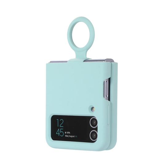 For Samsung Galaxy Flip 3 Silicone Integrated Ring Buckle Phone Case(Sky Blue) by buy2fix