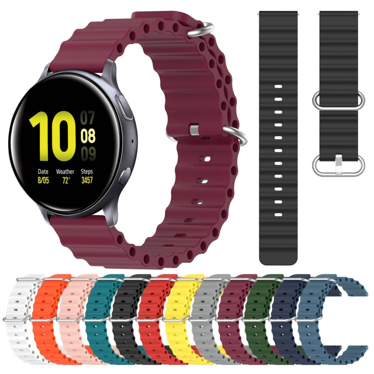 For Samsung Galaxy Watch Active 2 44mm 20mm Ocean Style Silicone Solid Color Watch Band(Dark Blue) - Watch Bands by buy2fix | Online Shopping UK | buy2fix