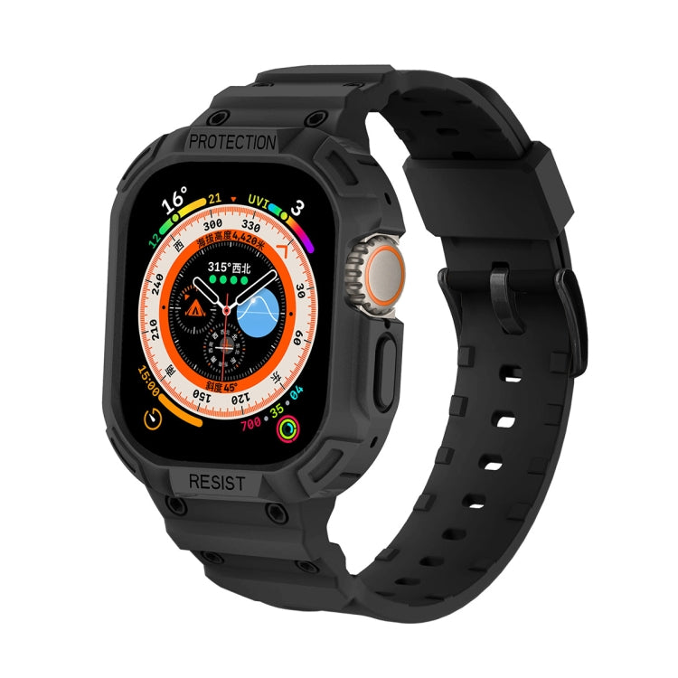 For Apple Watch Ultra 3 / 2 / 1 49mm JUNSUNMAY Integrated TPU Case Adjustable Elastic Watch Band(Black) - Watch Cases by JUNSUNMAY | Online Shopping UK | buy2fix