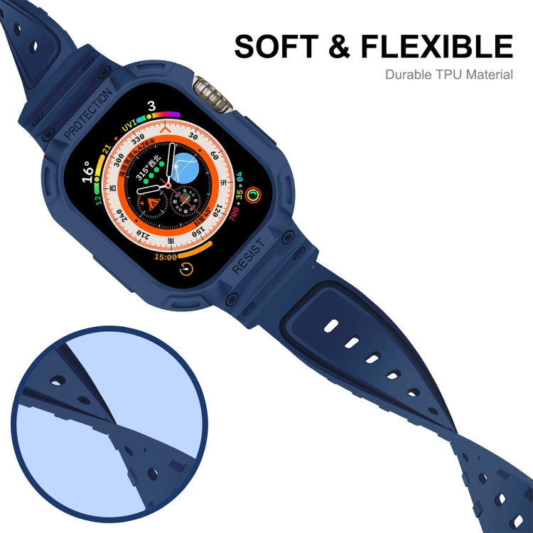 For Apple Watch Ultra 3 / 2 / 1 49mm JUNSUNMAY Integrated TPU Case Adjustable Elastic Watch Band(Black) - Watch Cases by JUNSUNMAY | Online Shopping UK | buy2fix
