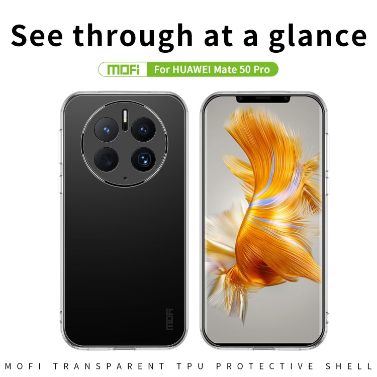 For Huawei Mate 50 Pro MOFI Ming Series Ultra-thin TPU Phone Case(Transparent) - Huawei Cases by MOFI | Online Shopping UK | buy2fix