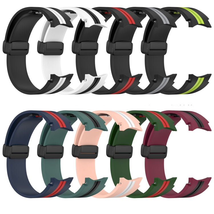 For Samsung Galaxy Watch 4 Classic 46mm Folding Magnetic Clasp Silicone Watch Band(Amy Green+Red) - Watch Bands by buy2fix | Online Shopping UK | buy2fix