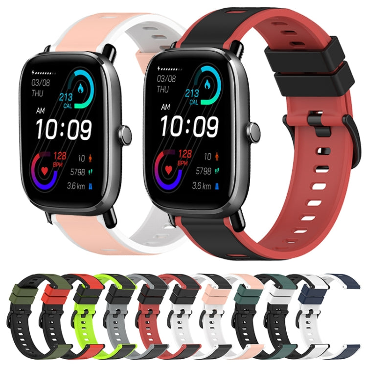 For Amazfit GTS 2 Mini 20mm Two-Color Silicone Watch Band(Pink+White) - Watch Bands by buy2fix | Online Shopping UK | buy2fix