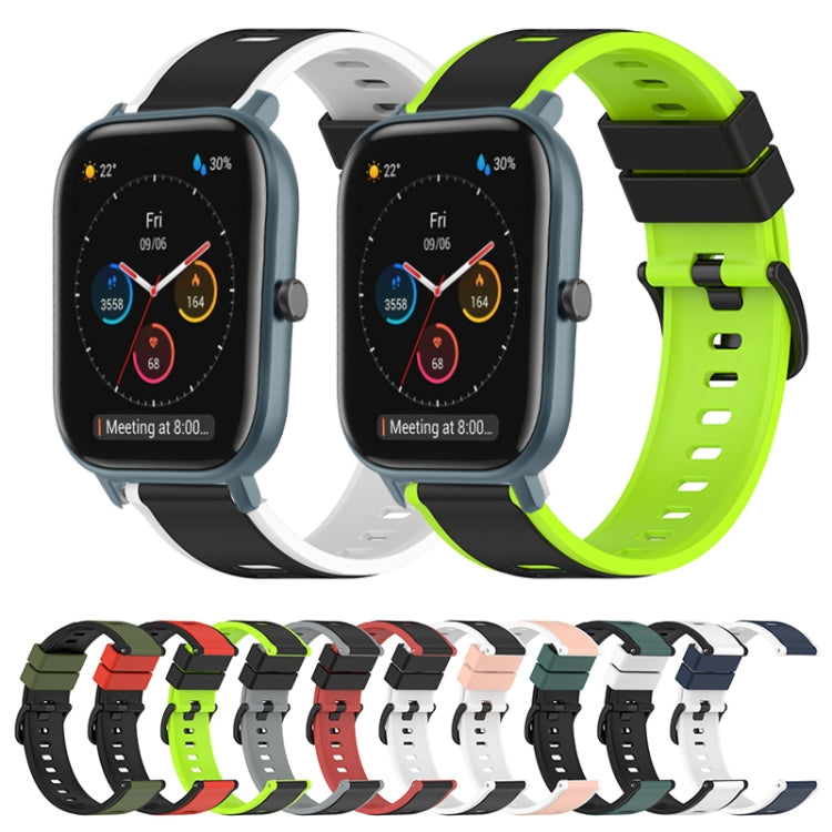 For Amazfit Pop Pro 20mm Two-Color Silicone Watch Band(Black+Lime Green) - Watch Bands by buy2fix | Online Shopping UK | buy2fix