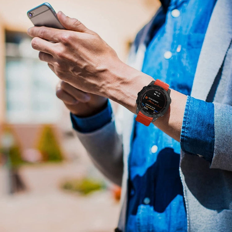 For Garmin Fenix 7 Solar Metal Buckle Solid Color Silicone Watch Band(Red) by buy2fix