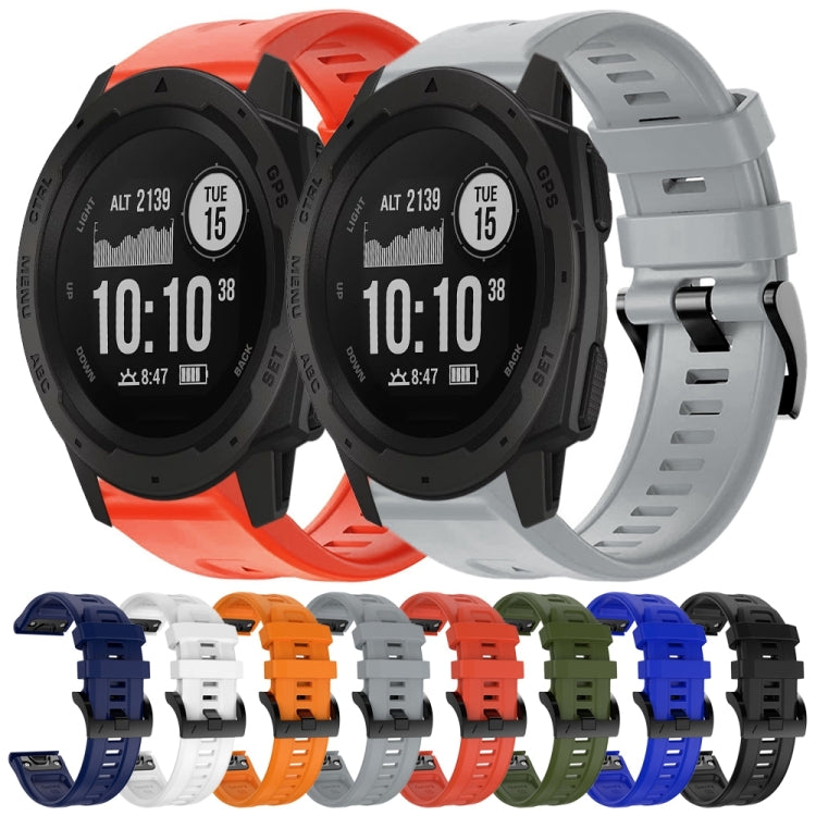 For Garmin Instinct Metal Buckle Solid Color Silicone Watch Band(Grey) - Watch Bands by buy2fix | Online Shopping UK | buy2fix