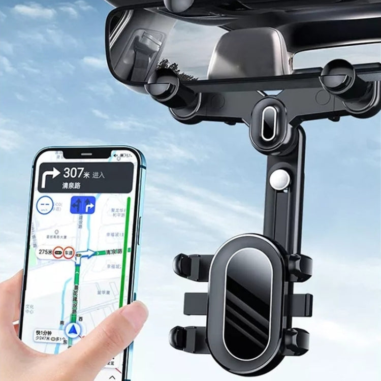 H03 Car Rearview Mirror Mobile Phone Holder 360 Rotation Foldable - Universal Car Holders by buy2fix | Online Shopping UK | buy2fix