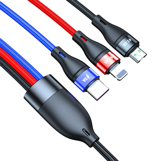 40W 5A USB to Micro USB + USB-C / Type-C + 8 Pin Fast Charging Cable, Cable Length: 2m by buy2fix