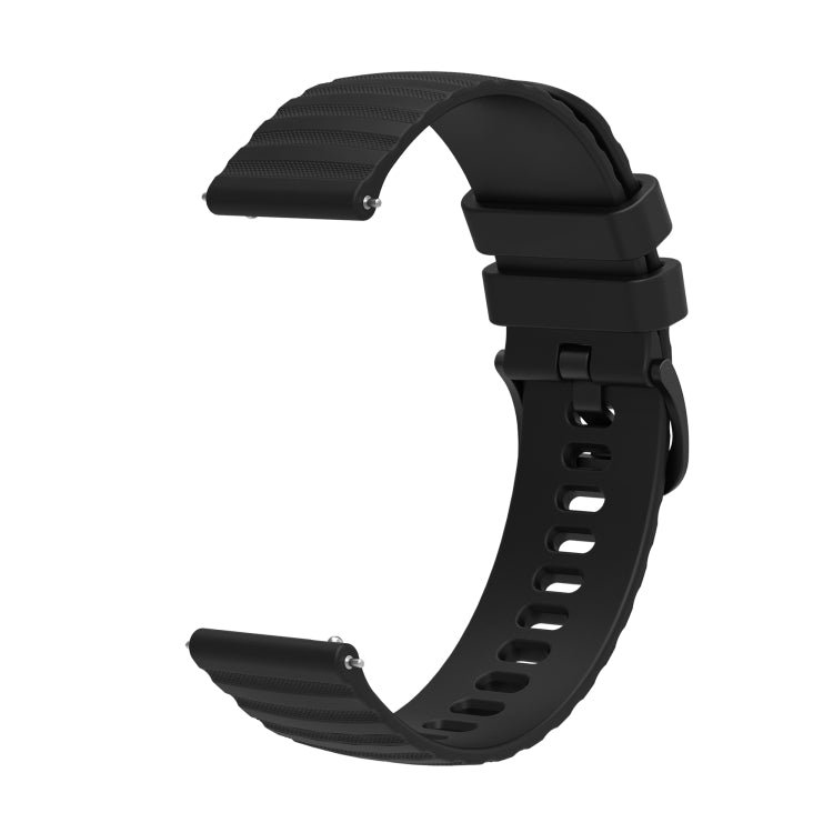 For Garmin Vivoactive 4S 18mm Wavy Dotted Solid-Color Silicone Watch Band(Black) - Watch Bands by buy2fix | Online Shopping UK | buy2fix