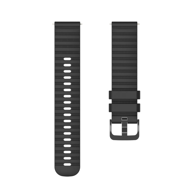 For Garmin Vivoactive 4S 18mm Wavy Dotted Solid-Color Silicone Watch Band(Black) - Watch Bands by buy2fix | Online Shopping UK | buy2fix