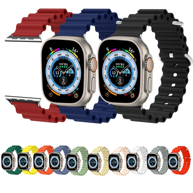 Ocean Silicone Metal Head Watch Band For Apple Watch Ultra 49mm&Watch Ultra 2 49mm / Series 9&8&7 45mm / SE 3&SE 2&6&SE&5&4 44mm / 3&2&1 42mm(Black) by buy2fix