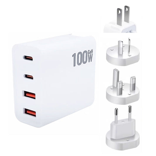 GaN 100W Dual USB+Dual USB-C/Type-C Multi Port Charger with 1.8m Type-C to MagSafe 1 / L Header Data Cable US / EU / UK / AU Plug by buy2fix