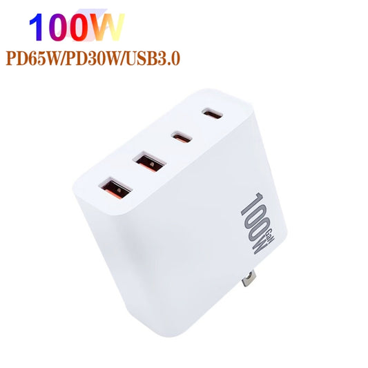 GaN 100W Dual USB-C/Type-C + Dual USB Multi Port Charger with 1.8m Type-C to MagSafe 2 / T Header Data Cable, Plug Size:US Plug by buy2fix