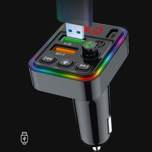 PDF19 PD25W QC3.0 Mobile Phone Fast Charger Adapter USB+Type-C Car Bluetooth Adapter - Bluetooth Car Kits by buy2fix | Online Shopping UK | buy2fix