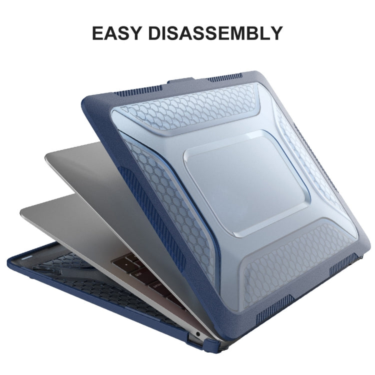 For MacBook Air 13.3 2018 A1932 ENKAY Hat-Prince 3 in 1 Protective Bracket Case Cover Hard Shell with TPU Keyboard Film / Anti-dust Plugs, Version:EU(Blue) - MacBook Air Cases by ENKAY | Online Shopping UK | buy2fix