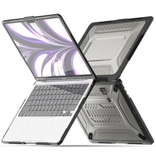For MacBook Air 13.6 2022/2024 A2681 (M2) / A3113 (M3) ENKAY Hat-Prince 3 in 1 Protective Bracket Case Cover Hard Shell with TPU Keyboard Film / Anti-dust Plugs, Version:EU(Grey) by ENKAY