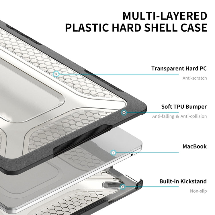 For MacBook Air 13.6 2022/2024 A2681 (M2) / A3113 (M3) ENKAY Hat-Prince 3 in 1 Protective Bracket Case Cover Hard Shell with TPU Keyboard Film / Anti-dust Plugs, Version:EU(Blue) - MacBook Air Cases by ENKAY | Online Shopping UK | buy2fix