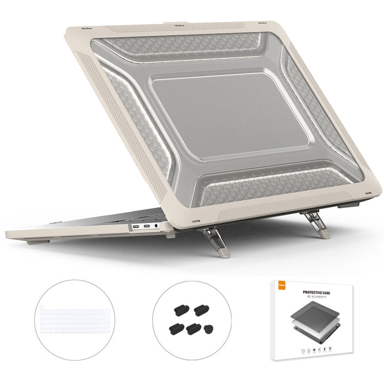 For MacBook Pro 16 A2141 ENKAY Hat-Prince 3 in 1 Protective Bracket Case Cover Hard Shell with TPU Keyboard Film / Anti-dust Plugs, Version:EU(Khaki) - MacBook Pro Cases by ENKAY | Online Shopping UK | buy2fix