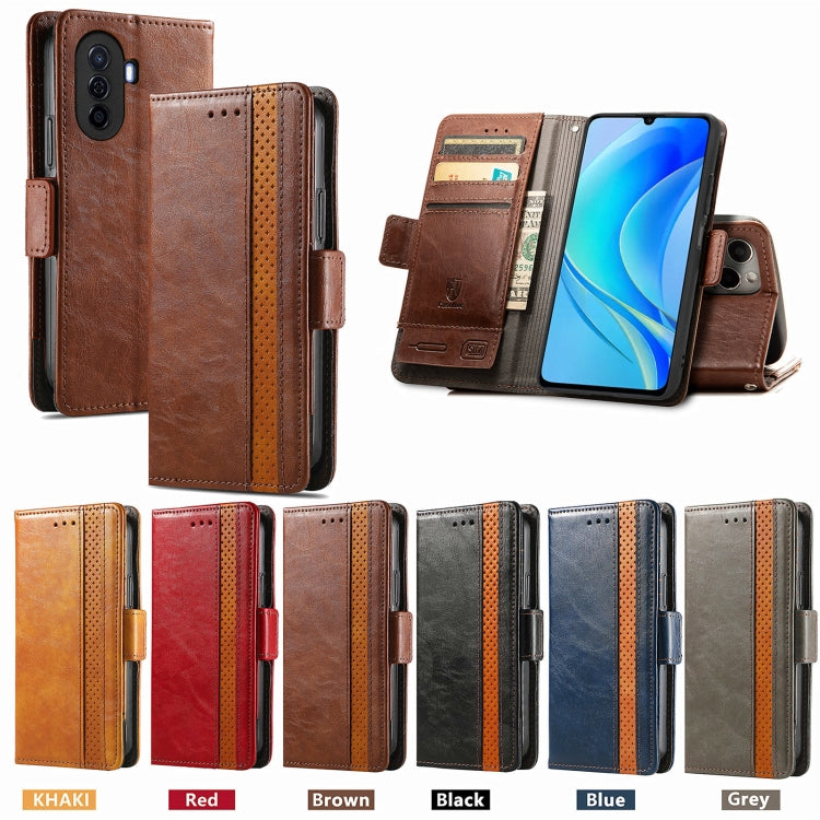 For Huawei Nova Y70 CaseNeo Splicing Dual Magnetic Buckle Leather Phone Case(Red) by buy2fix