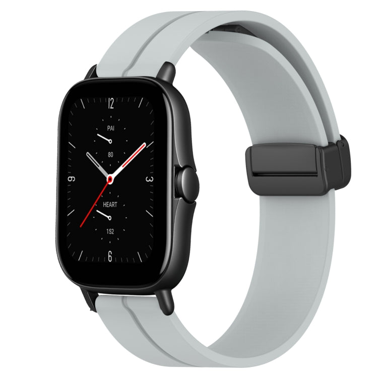 For Amazfit GTS 2E 20mm Solid Color Magnetic Clasp Silicone Watch Band(Grey) - Watch Bands by buy2fix | Online Shopping UK | buy2fix
