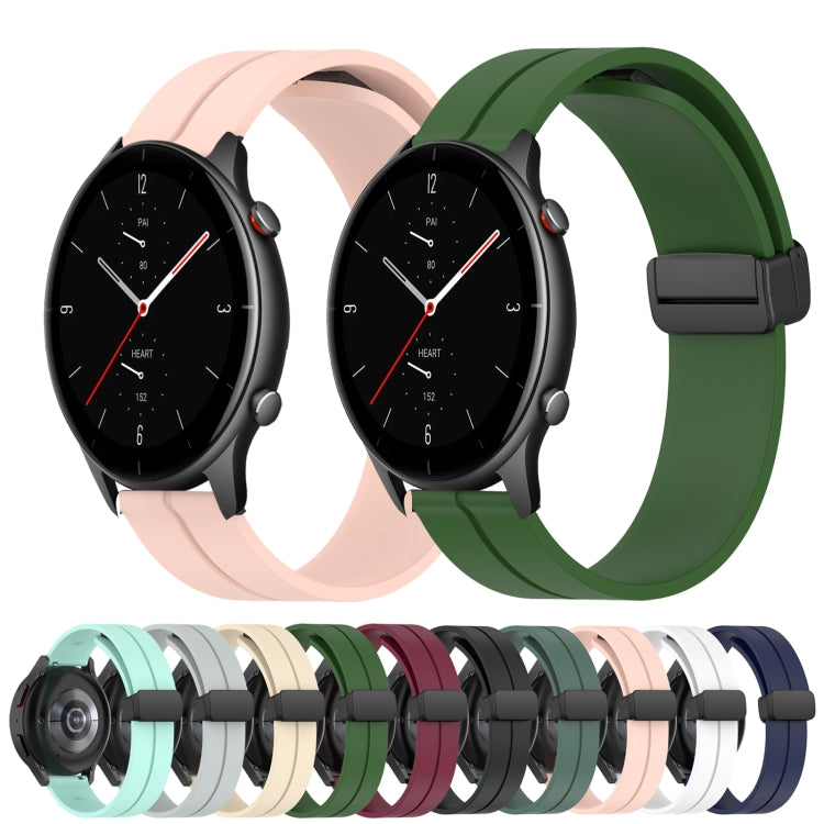 For Amazfit GTS 2E 20mm Solid Color Magnetic Clasp Silicone Watch Band(Grey) - Watch Bands by buy2fix | Online Shopping UK | buy2fix