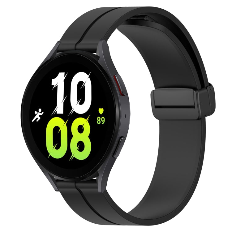 For Samsung Galaxy Watch 5 40mm 20mm Solid Color Magnetic Clasp Silicone Watch Band(Black) - Watch Bands by buy2fix | Online Shopping UK | buy2fix