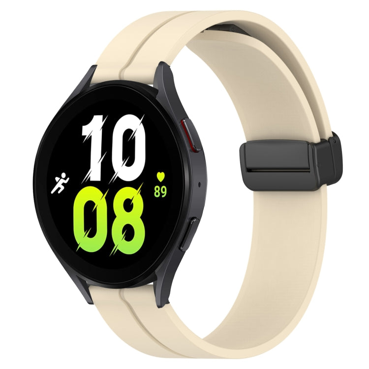 For Samsung Galaxy Watch 5 40mm 20mm Solid Color Magnetic Clasp Silicone Watch Band(Beige) - Watch Bands by buy2fix | Online Shopping UK | buy2fix