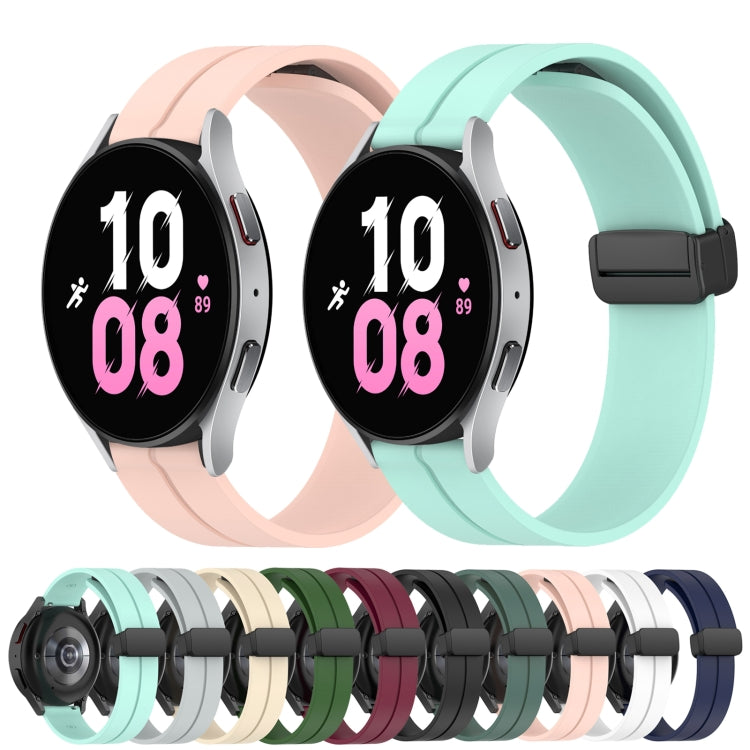 For Samsung Galaxy Watch 5 40mm 20mm Solid Color Magnetic Clasp Silicone Watch Band(Black) - Watch Bands by buy2fix | Online Shopping UK | buy2fix