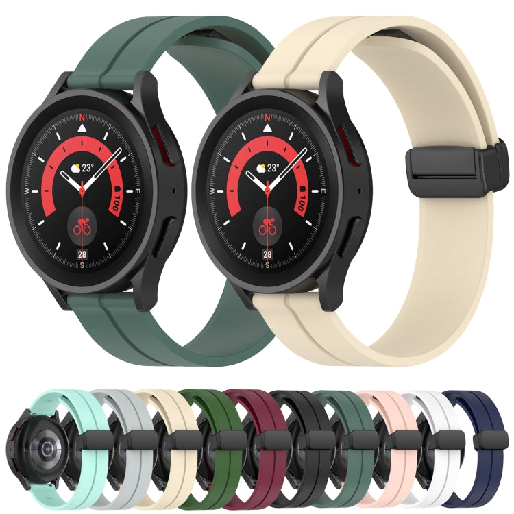 For Samsung Galaxy Watch 5 Pro 45mm 20mm Solid Color Magnetic Clasp Silicone Watch Band(Black) - Watch Bands by buy2fix | Online Shopping UK | buy2fix