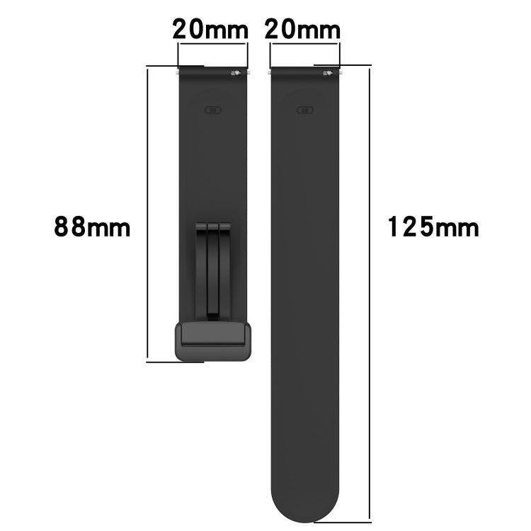For Samsung Galaxy Watch 5 Pro 45mm 20mm Solid Color Magnetic Clasp Silicone Watch Band(Black) - Watch Bands by buy2fix | Online Shopping UK | buy2fix