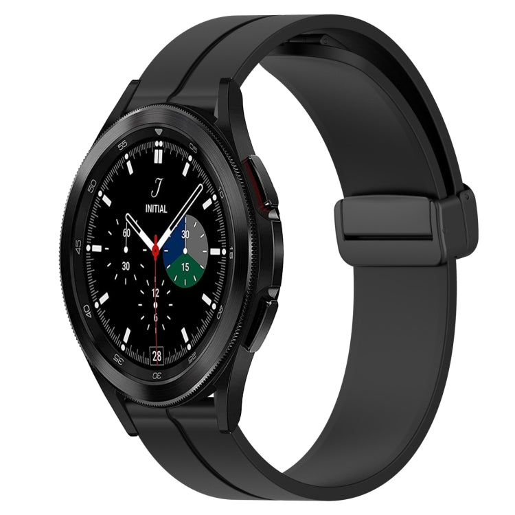 For Samsung Galaxy Watch4 Classic 46mm 20mm Solid Color Magnetic Clasp Silicone Watch Band(Black) - Watch Bands by buy2fix | Online Shopping UK | buy2fix