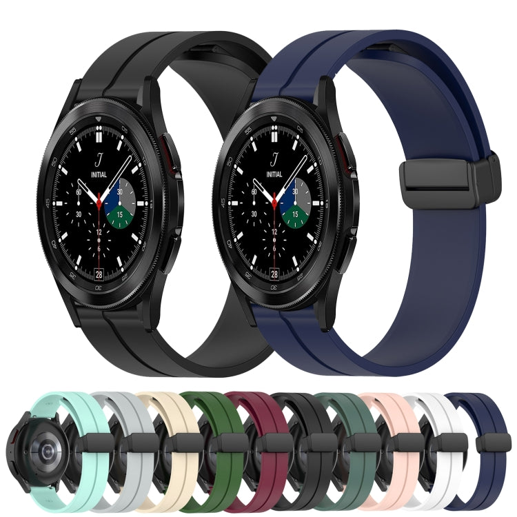For Samsung Galaxy Watch4 Classic 46mm 20mm Solid Color Magnetic Clasp Silicone Watch Band(Black) - Watch Bands by buy2fix | Online Shopping UK | buy2fix