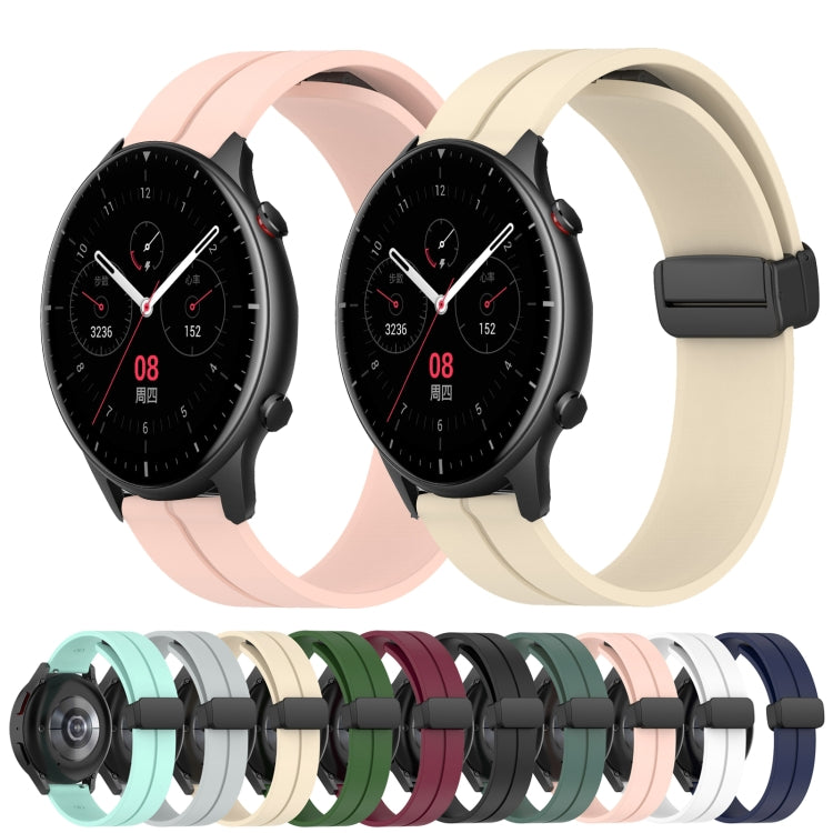 For Amazfit GTR 4 22mm Solid Color Magnetic Clasp Silicone Watch Band(Black) - Watch Bands by buy2fix | Online Shopping UK | buy2fix