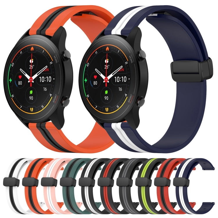 For Xiaomi MI Watch S1 Pro 22mm Folding Magnetic Clasp Silicone Watch Band(Black+Grey) - Watch Bands by buy2fix | Online Shopping UK | buy2fix