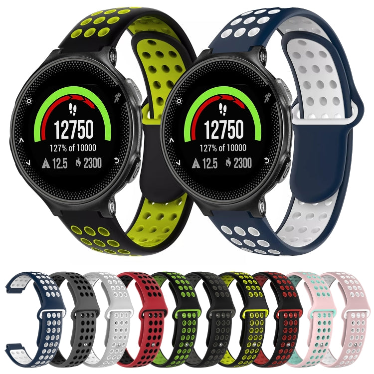 For Garmin Forerunner 235 Two-Color Punched Breathable Silicone Watch Band(Black+Yellow) - Watch Bands by buy2fix | Online Shopping UK | buy2fix