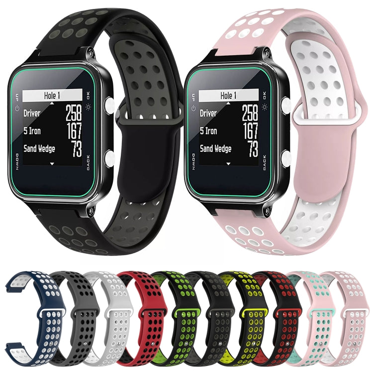 For Garmin Approach S20 Two-Color Punched Breathable Silicone Watch Band(Black+Green) - Watch Bands by buy2fix | Online Shopping UK | buy2fix