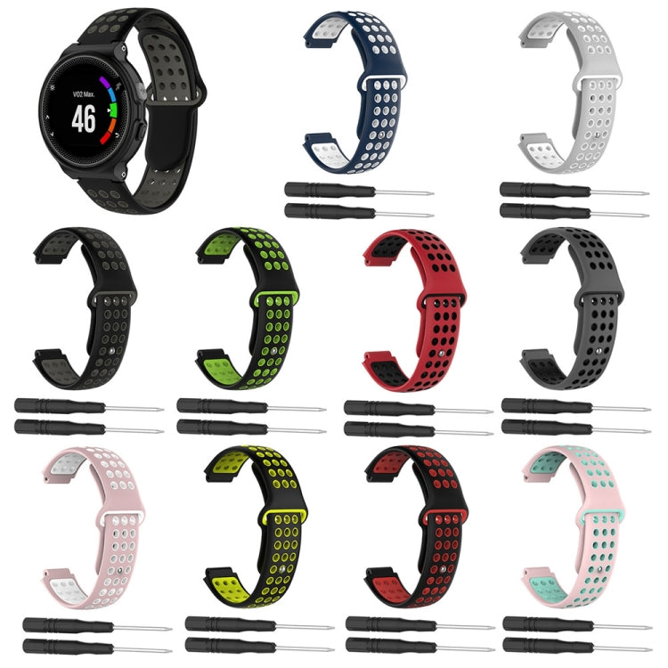 For Garmin Approach S20 Two-Color Punched Breathable Silicone Watch Band(Black+Green) - Watch Bands by buy2fix | Online Shopping UK | buy2fix