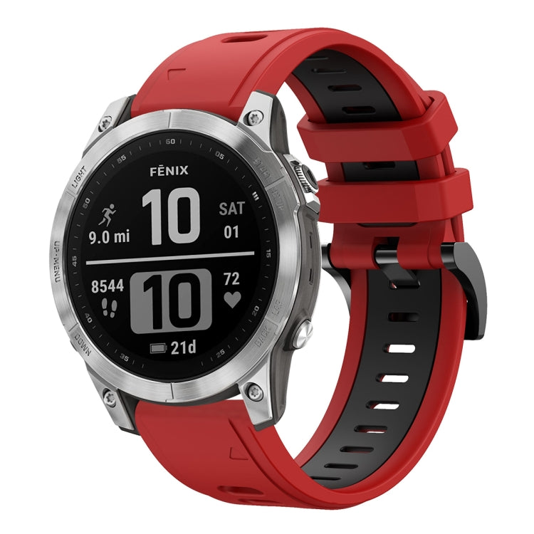 For Garmin Fenix 7 22mm Two-Color Sports Silicone Watch Band(Red+Black) - Watch Bands by buy2fix | Online Shopping UK | buy2fix