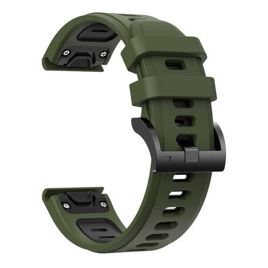 For Garmin Approach S62 22mm Two-Color Sports Silicone Watch Band(Army Green + Black) by buy2fix
