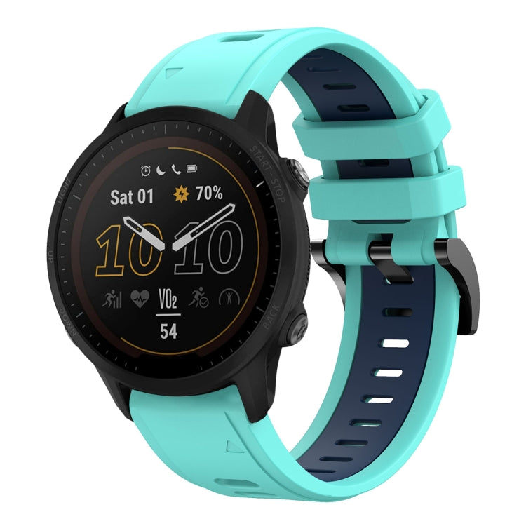 For Garmin Forerunner 955 22mm Two-Color Sports Silicone Watch Band(Mint Green + Blue) - Watch Bands by buy2fix | Online Shopping UK | buy2fix