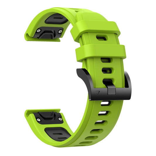 For Garmin Forerunner 955 22mm Two-Color Sports Silicone Watch Band(Lime Green + Black) by buy2fix