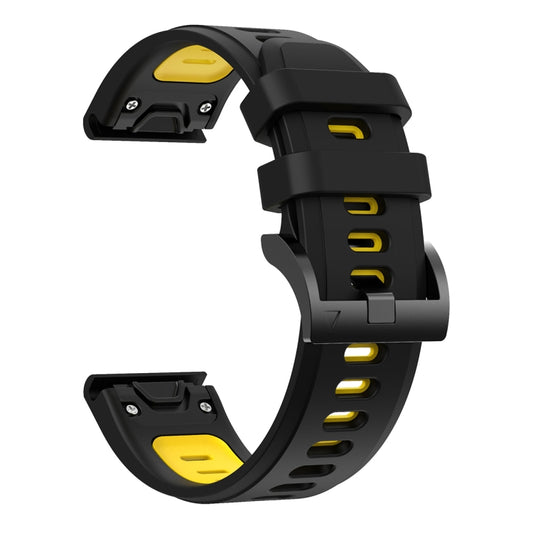 For Garmin Forerunner 945 22mm Two-Color Sports Silicone Watch Band(Black+Yellow) by buy2fix