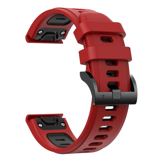 For Garmin Fenix 7X 26mm Two-Color Sports Silicone Watch Band(Red+Black) by buy2fix