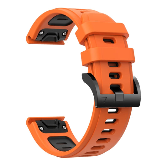 For Garmin Fenix 5X Plus 26mm Two-Color Sports Silicone Watch Band(Orange+Black) by buy2fix