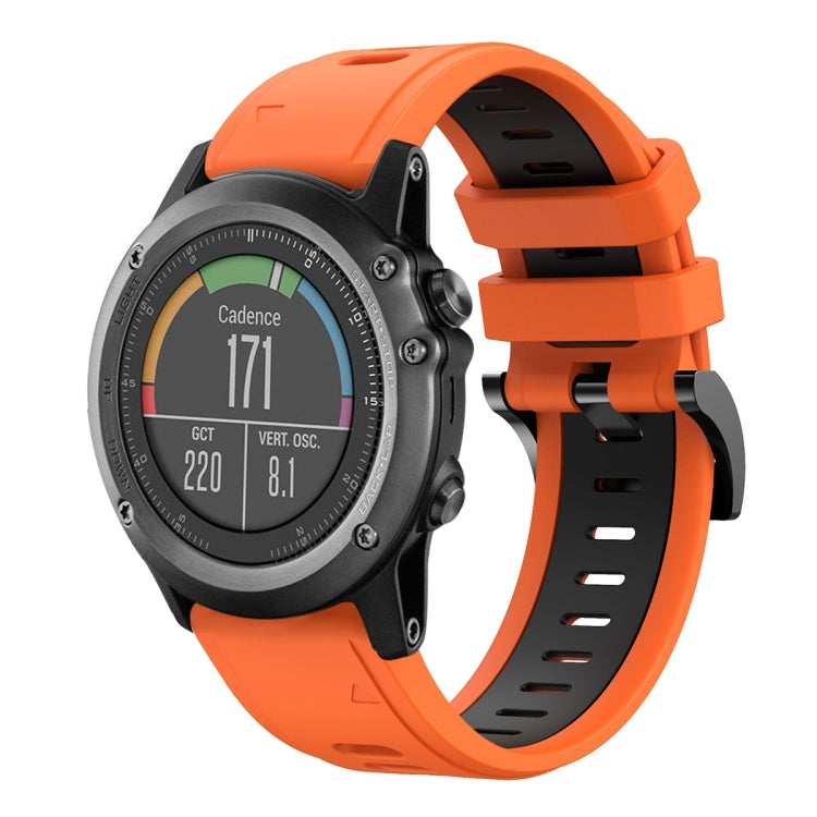For Garmin Fenix 3 26mm Two-Color Sports Silicone Watch Band(Orange+Black) - Watch Bands by buy2fix | Online Shopping UK | buy2fix